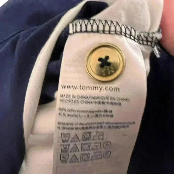 🟣Tommy Hilfiger Striped Navy and White Shirt – Size Small Petite - Picture 4 of 6